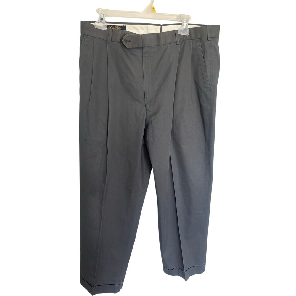 Brooks Brothers Gray Pleated Dress Pants Mens 36x39 Cuffed Trousers